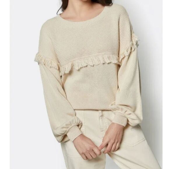 Joie Angelia Fringe Cotton Cashmere Sweater Large NWT - Picture 8 of 11